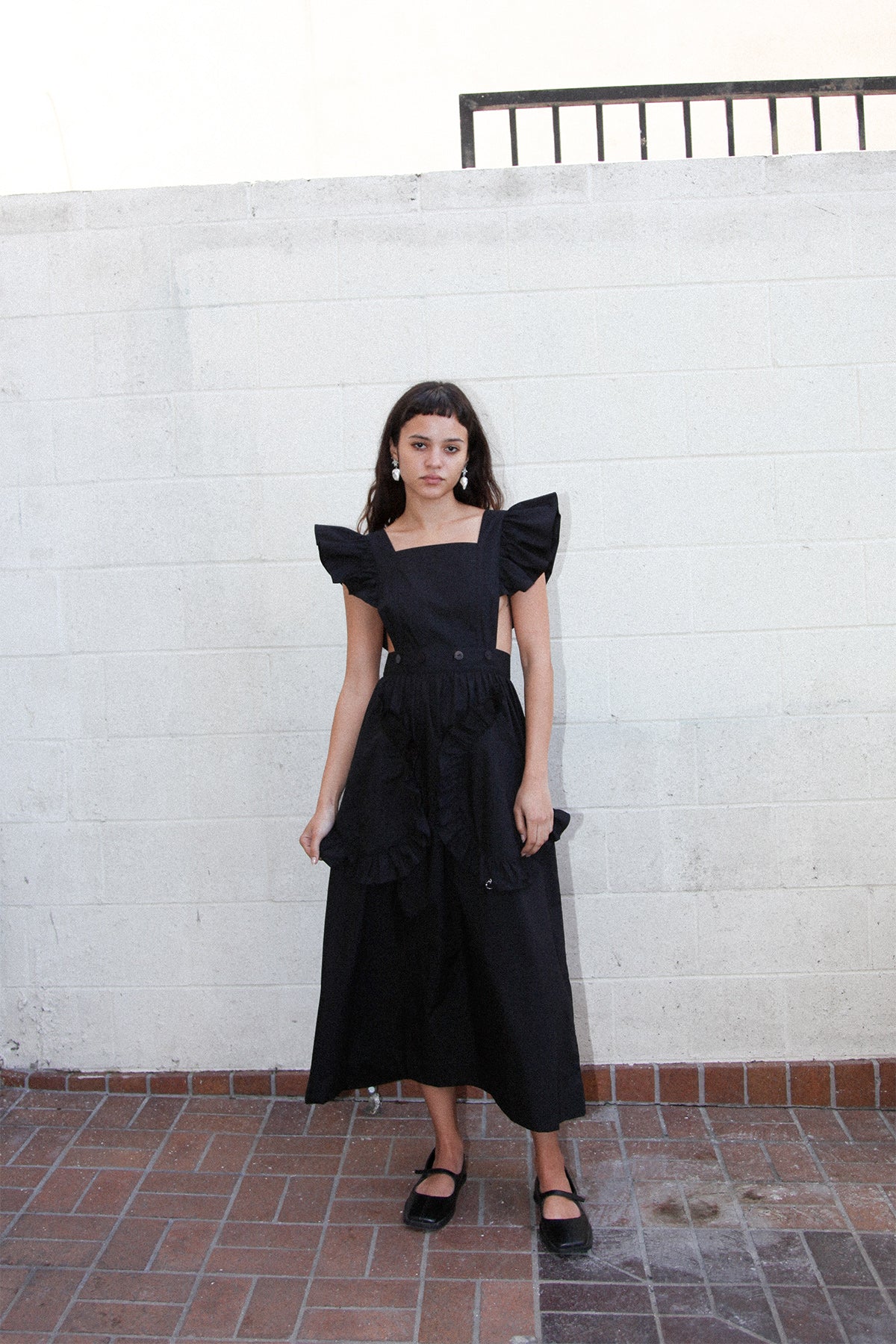 Lulu Apron Dress in Black