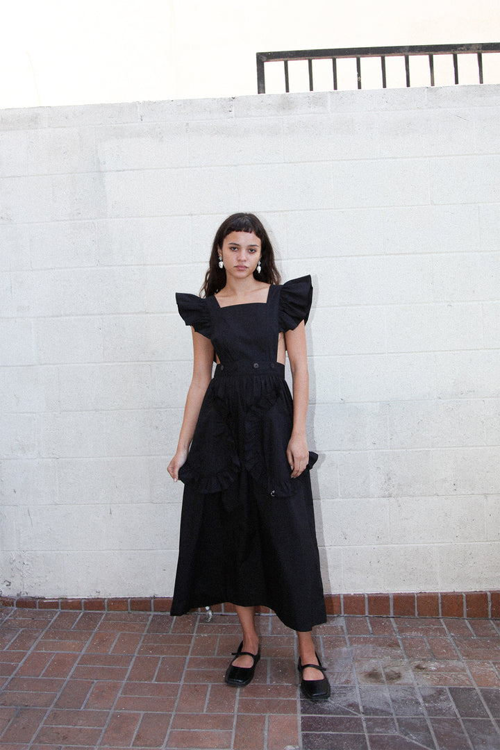 Lulu Apron Dress in Black
