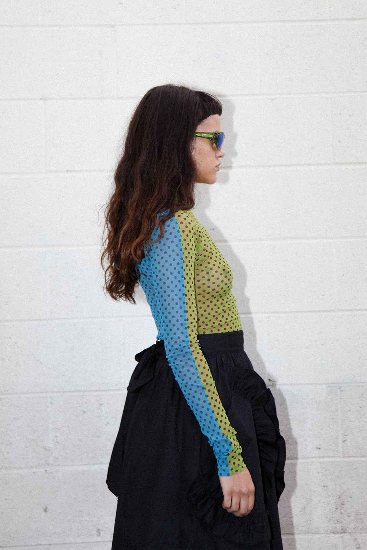 Split Turtleneck in Kiwi & Turquoise