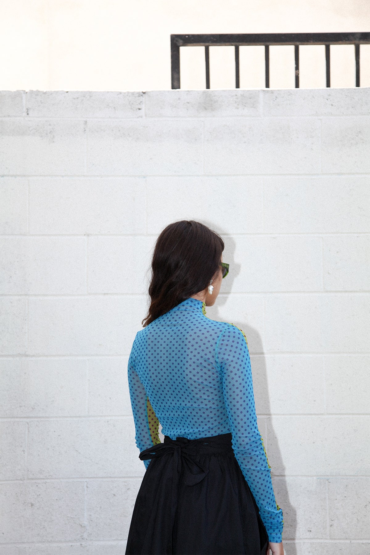Split Turtleneck in Kiwi & Turquoise