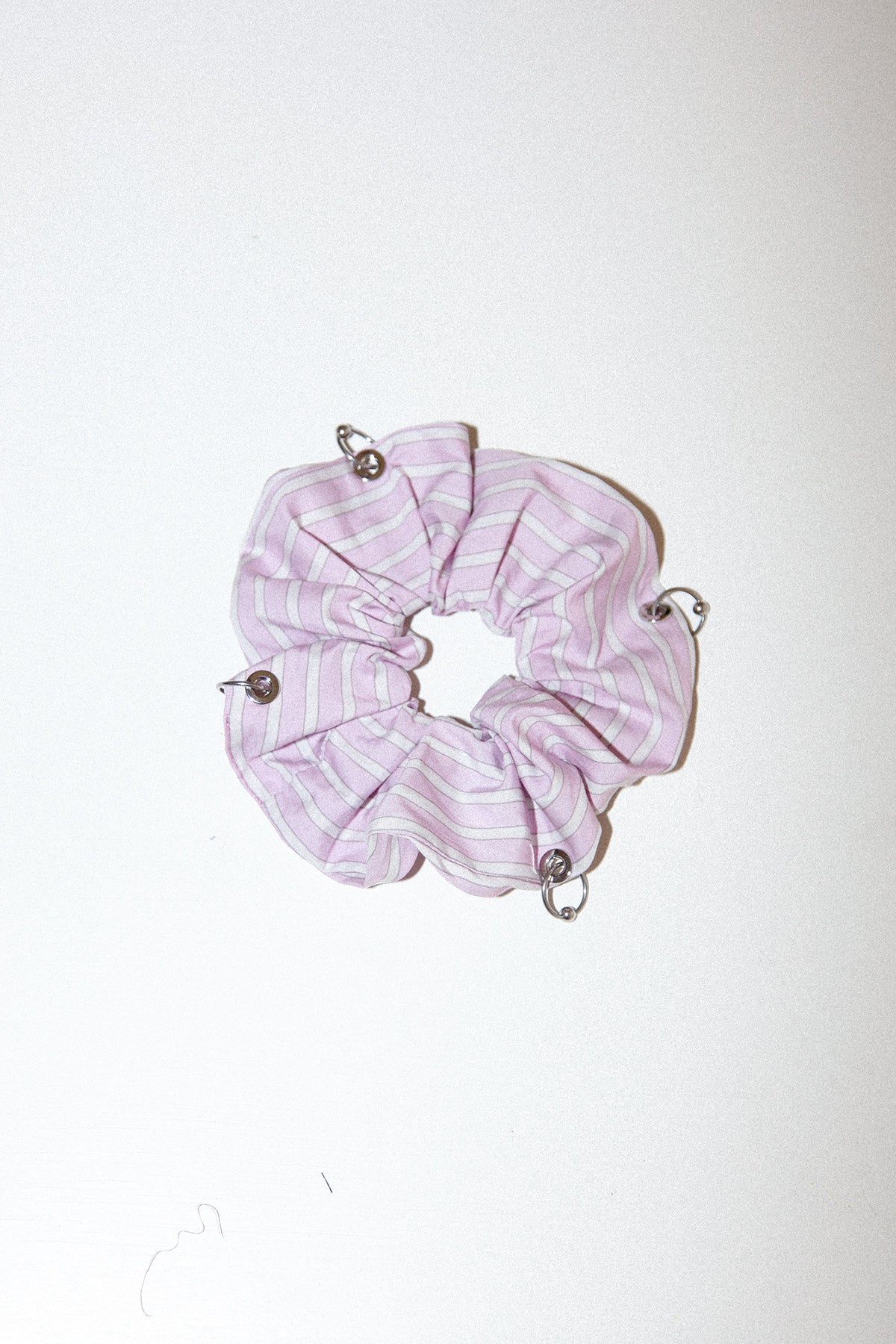 Pierced Scrunchie in Striped Lilac