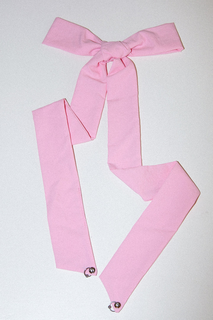Pierced Hair Ribbon in Ballet Pink