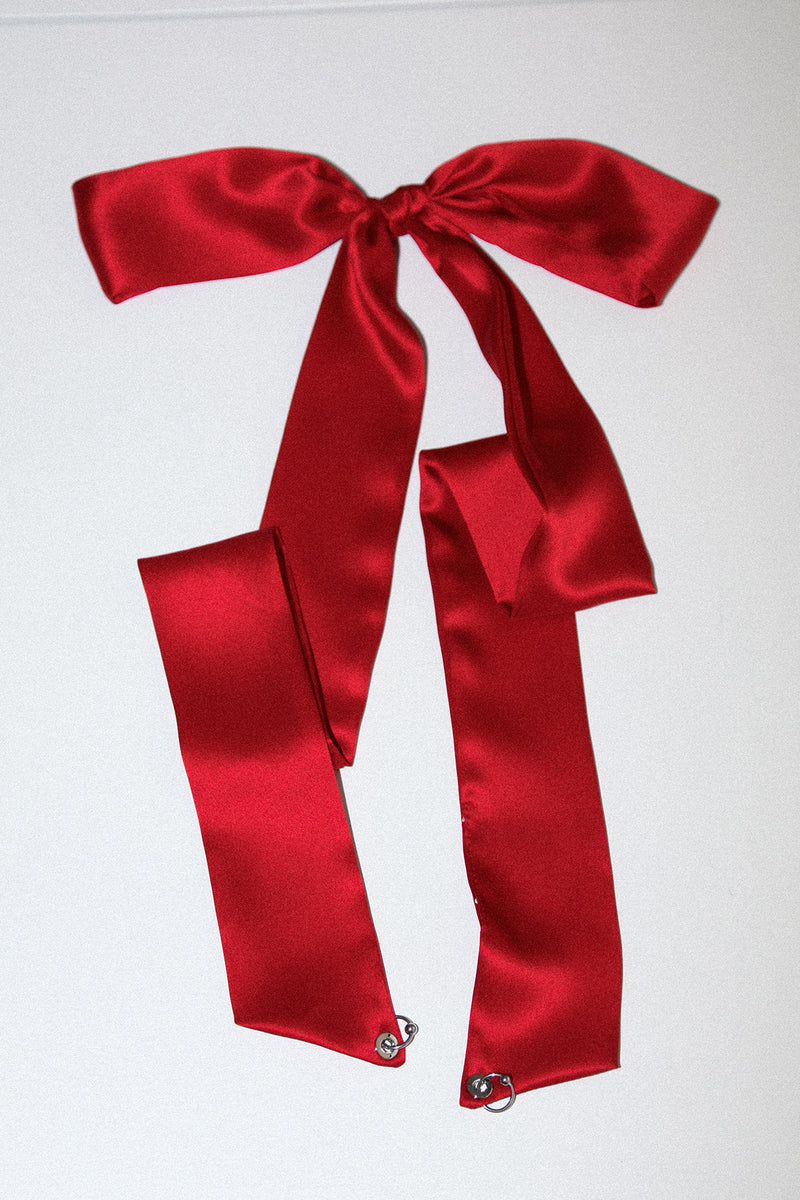 Pierced Hair Ribbon in Scarlett โ KkCo