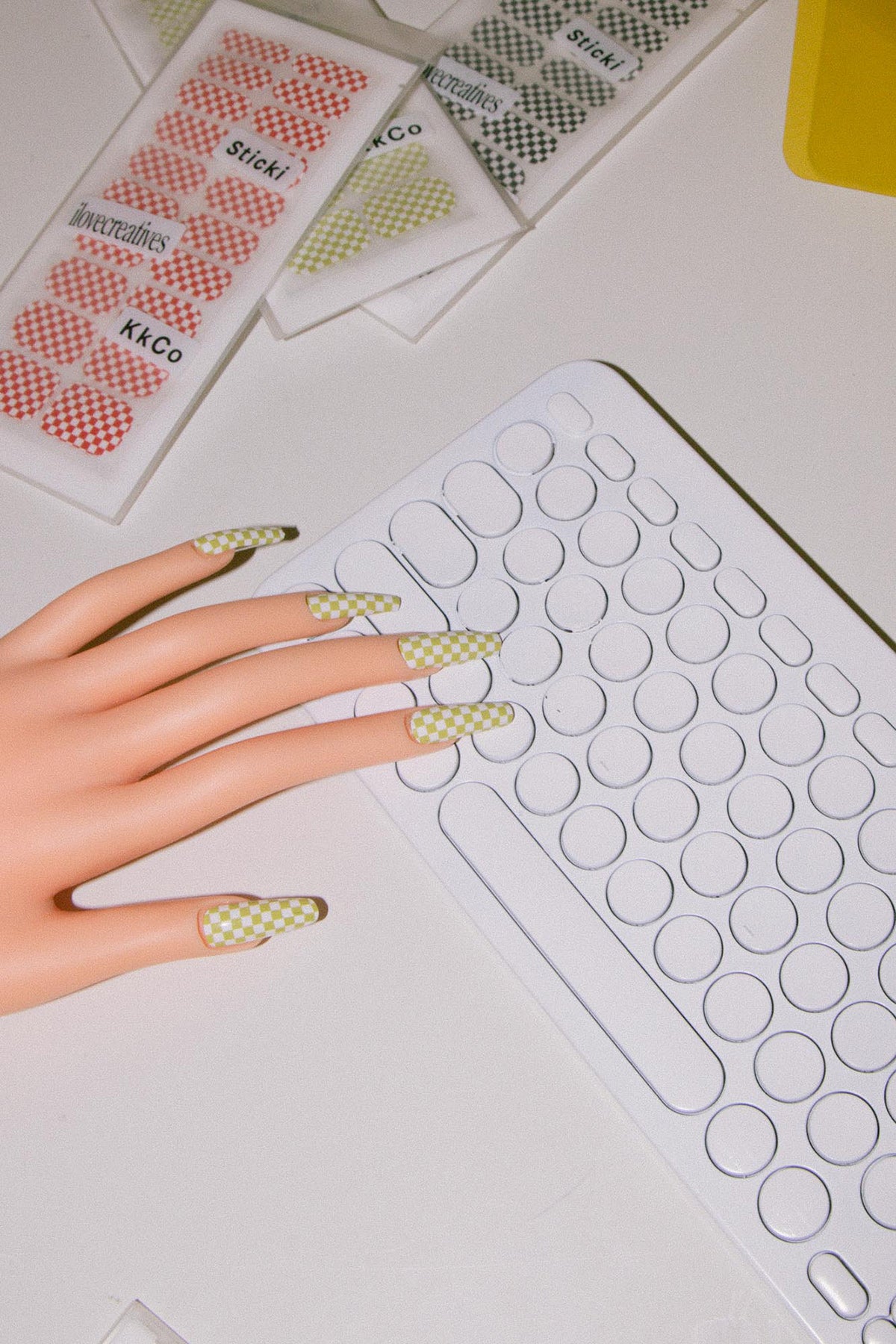 KkCo x ilovecreatives x Sticki Nail Wraps in Lime Checker