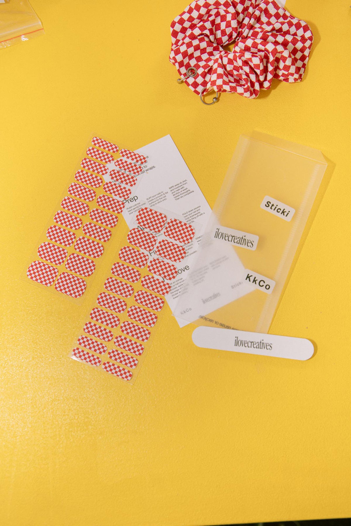 KkCo x ilovecreatives x Sticki Nail Wraps in Red Checker