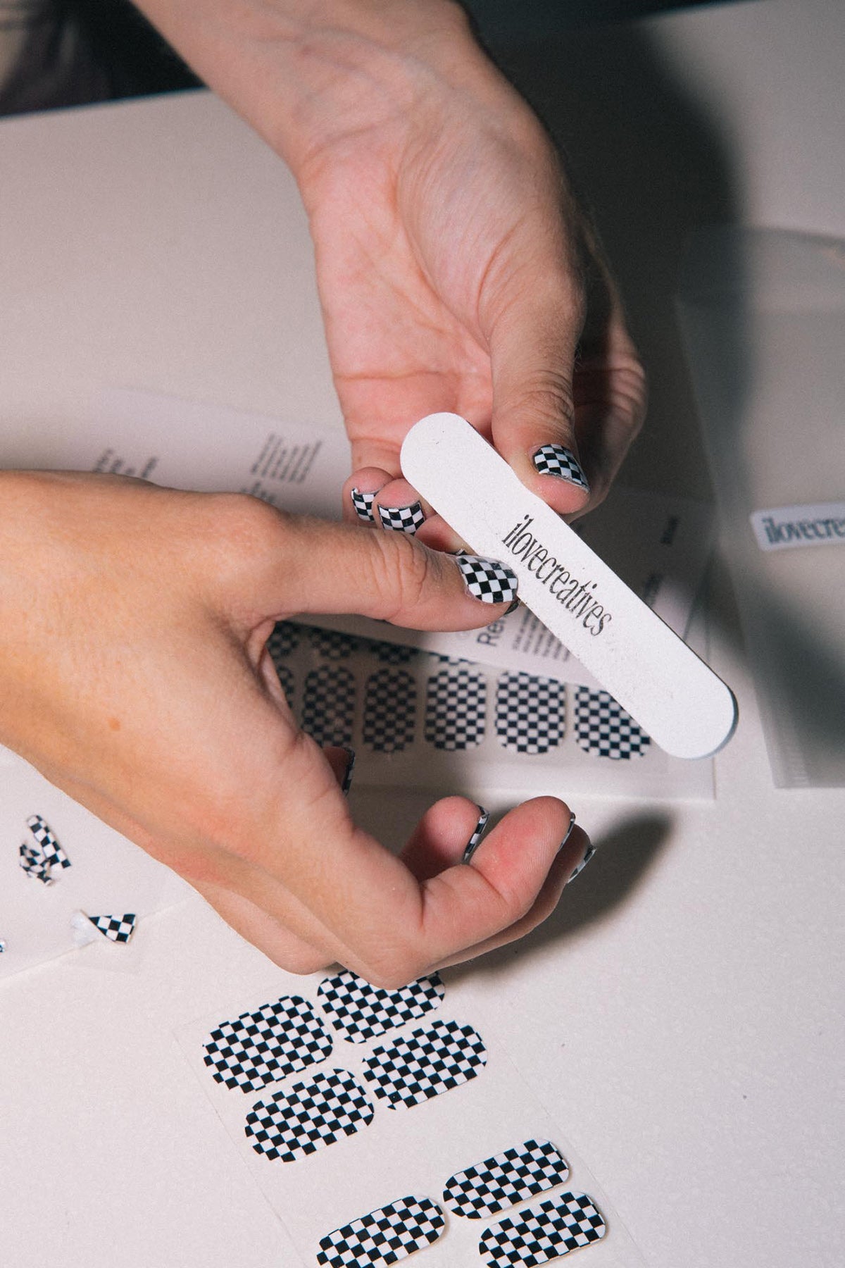KkCo x ilovecreatives x Sticki Nail Wraps in Black Checker