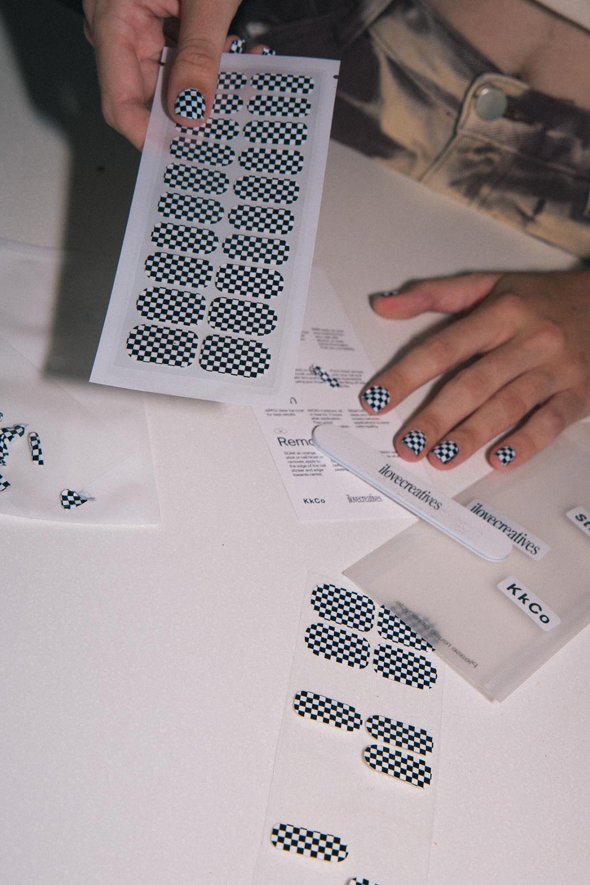 KkCo x ilovecreatives x Sticki Nail Wraps in Black Checker