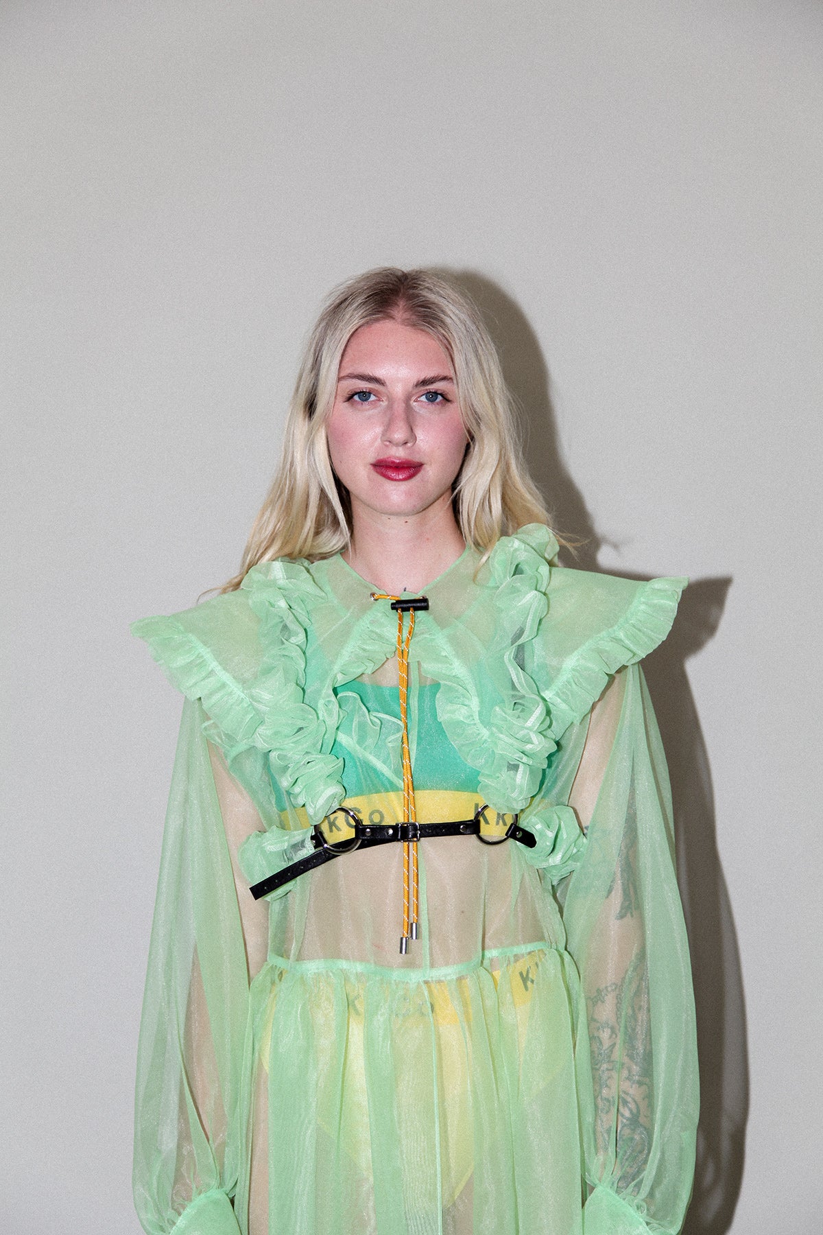 Scrunch Harness in Celery Organza