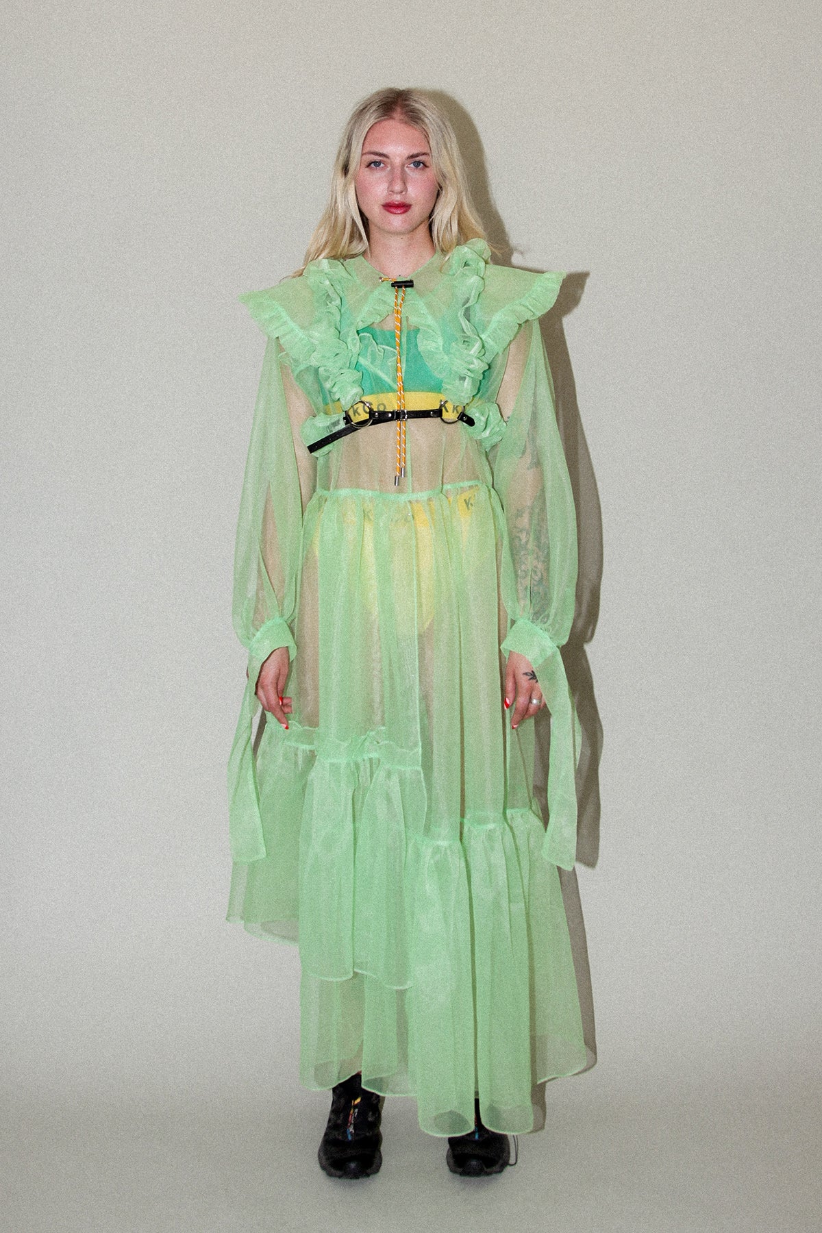 Scrunch Harness in Celery Organza