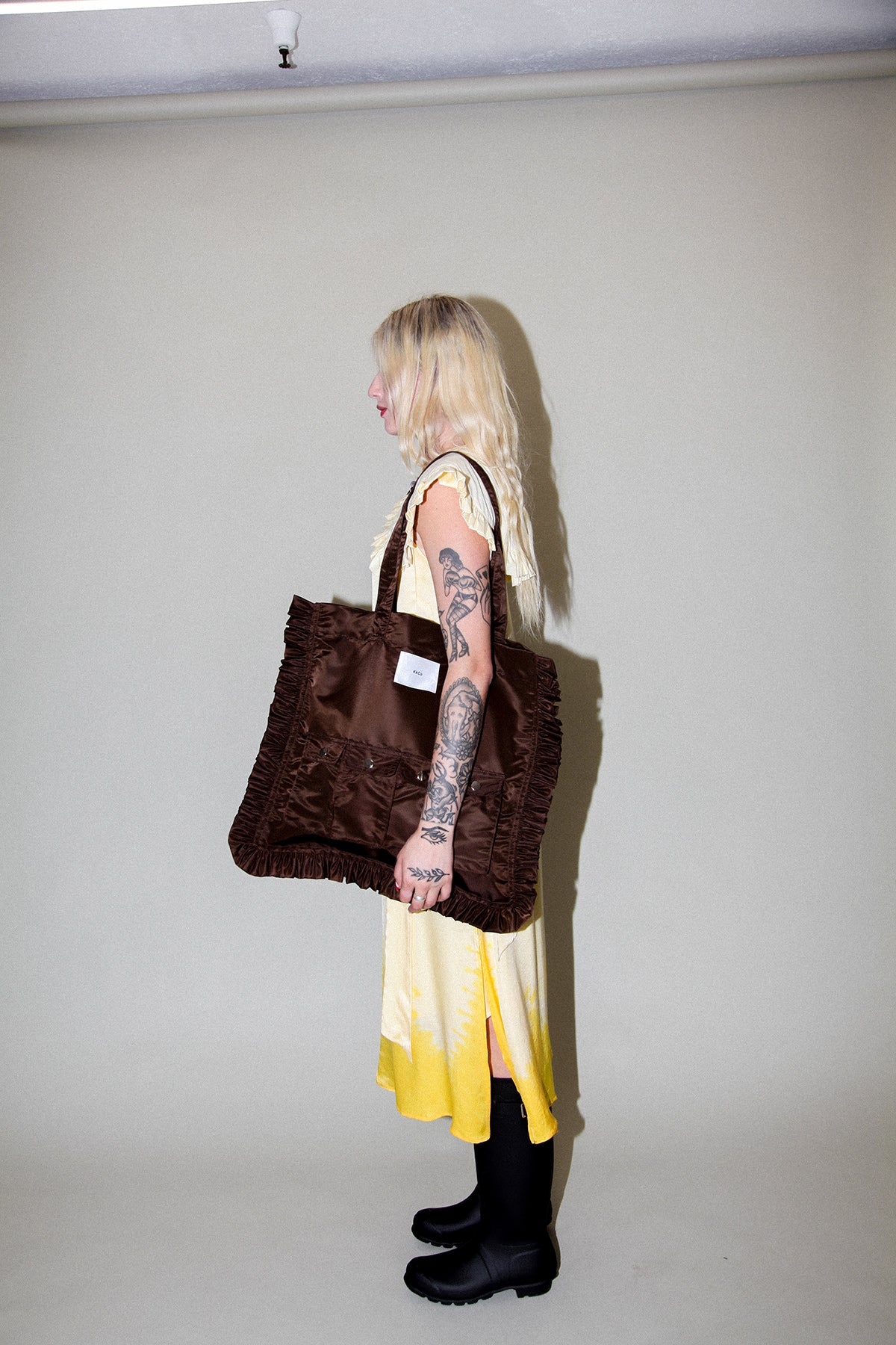 Utility Tote in Chocolate Nylon Satin