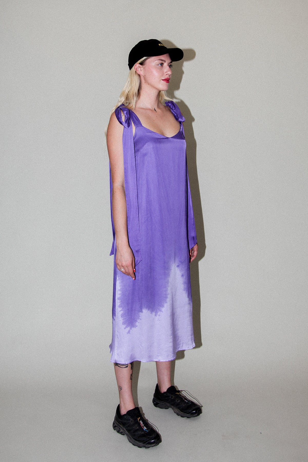 Dipped Slip Dress in Iris Dip Dye
