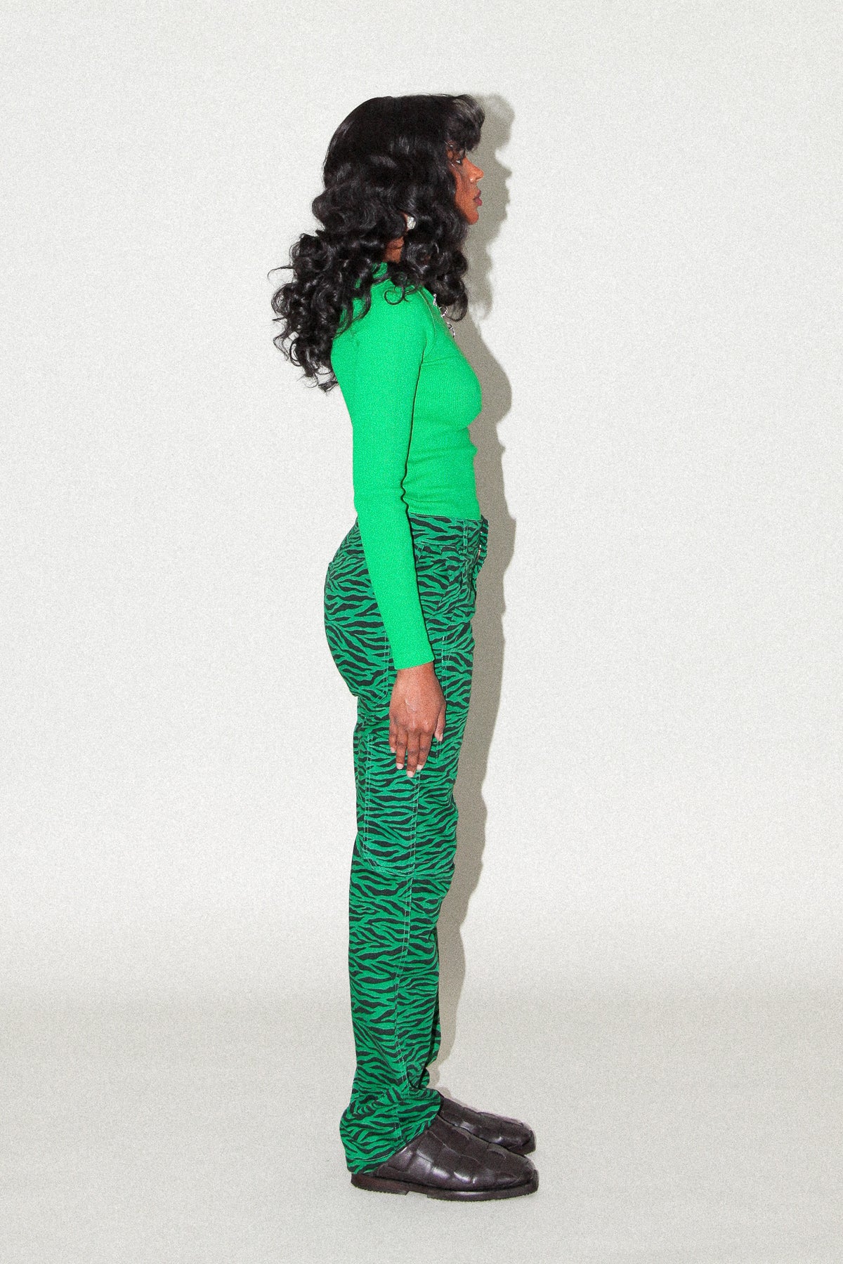 Slit Trouser in Grass Zebra