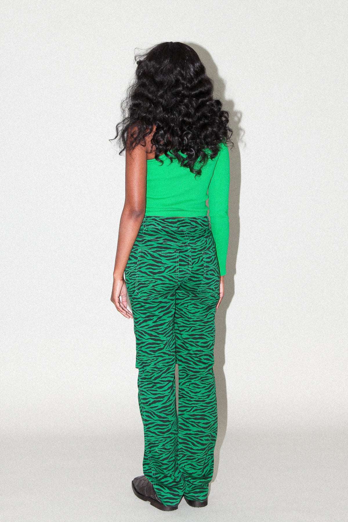 Slit Trouser in Grass Zebra