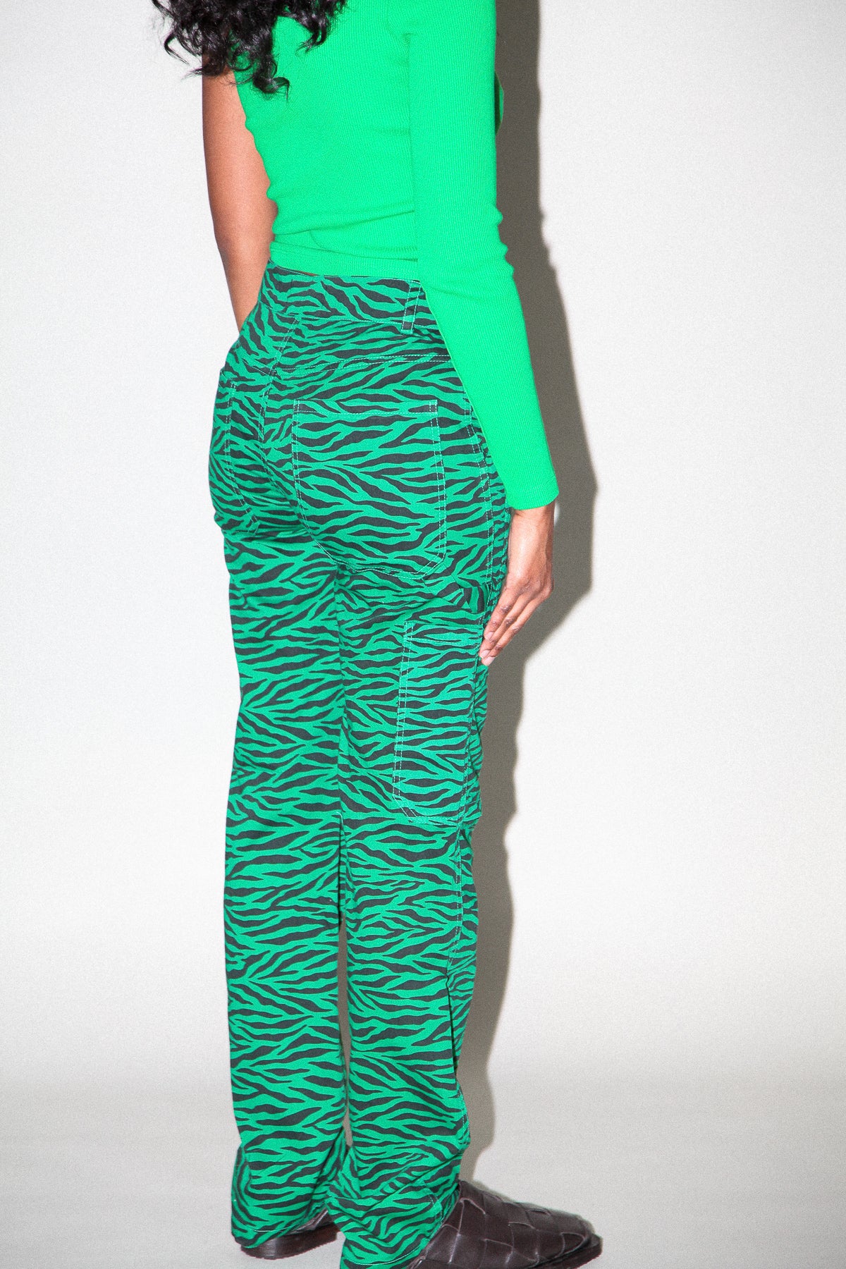Slit Trouser in Grass Zebra