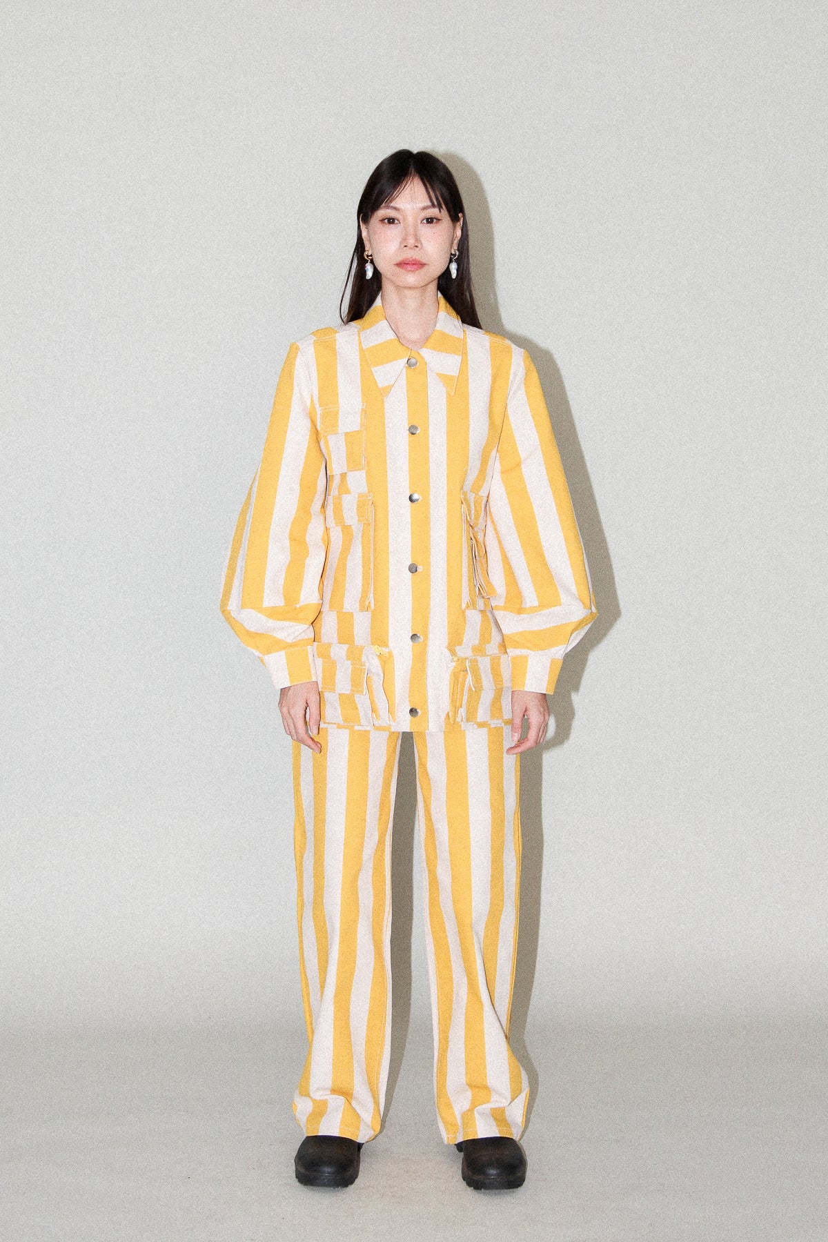Unelma Utility Jacket in Banana & Natural Stripe