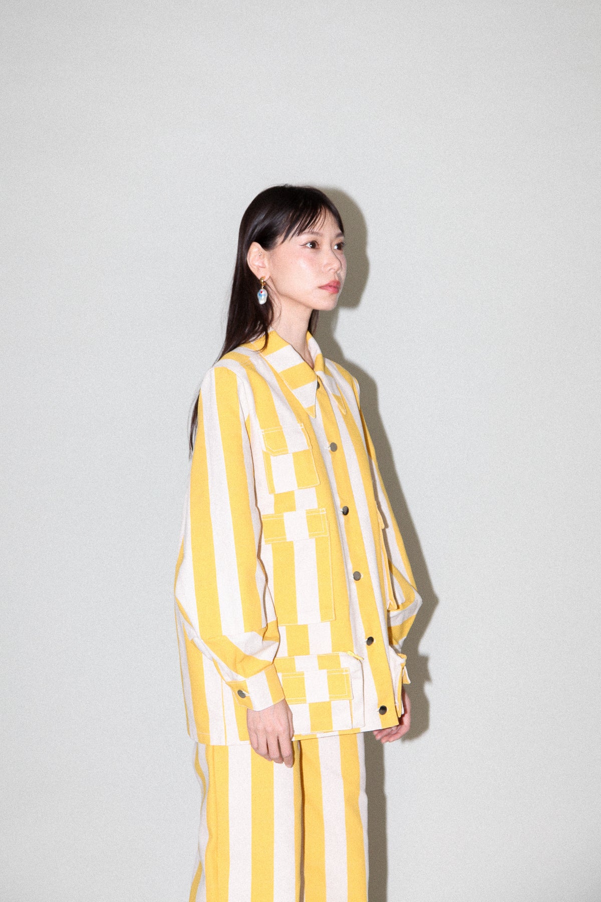 Unelma Utility Jacket in Banana & Natural Stripe