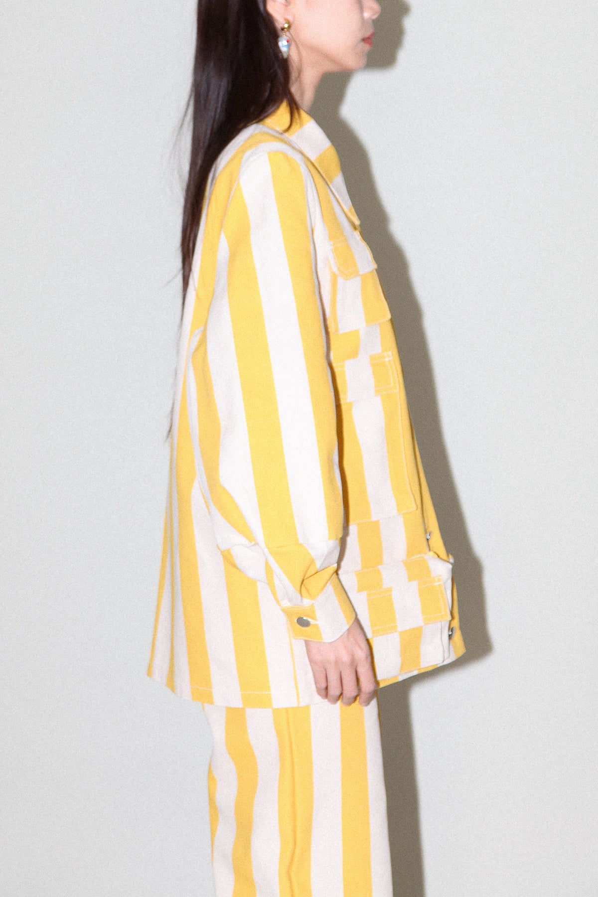 Unelma Utility Jacket in Banana & Natural Stripe