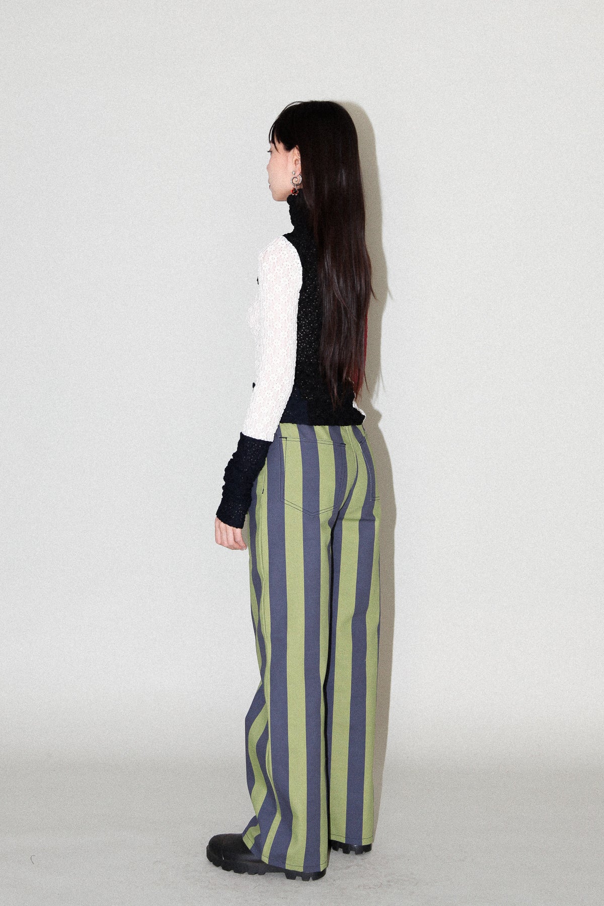 Unelma Meteor Pant in Algae & Navy Stripe