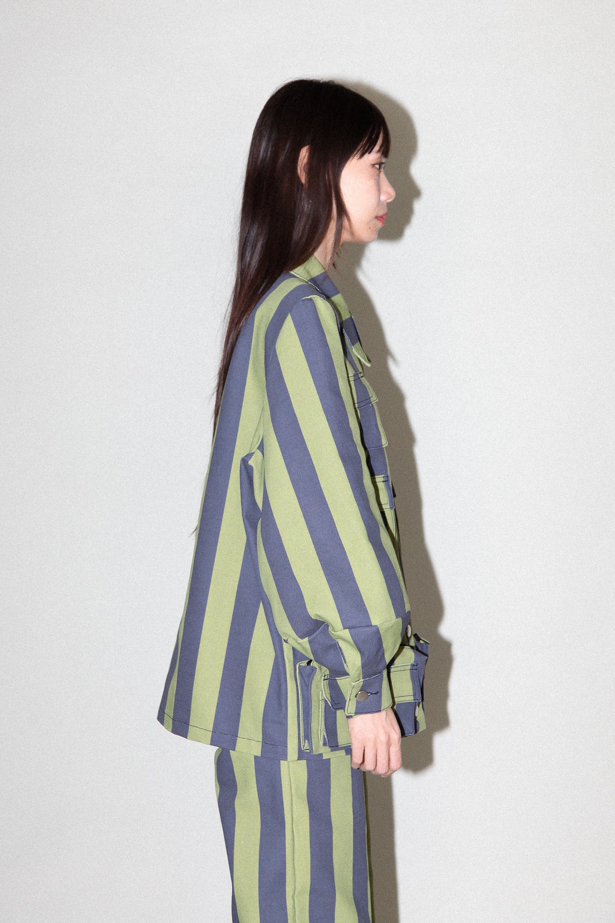 Unelma Utility Jacket in Algae & Navy Stripe
