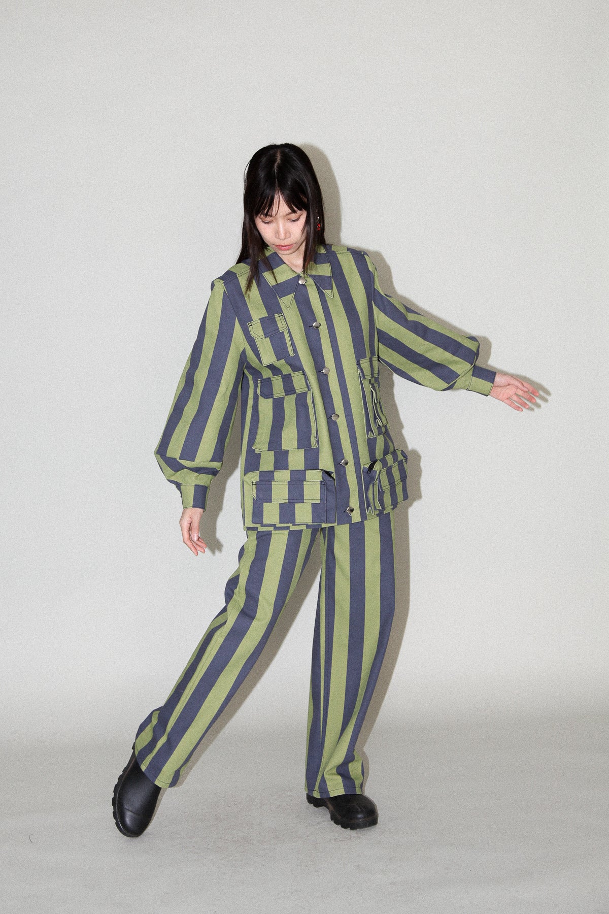 Unelma Meteor Pant in Algae & Navy Stripe
