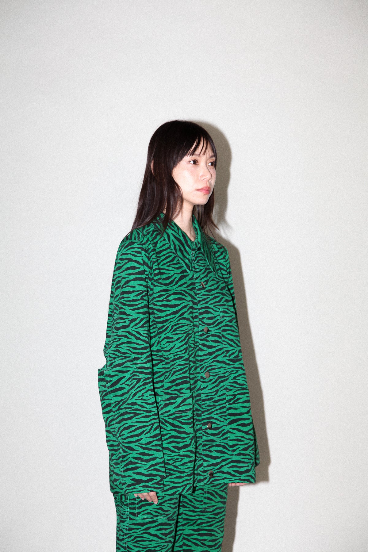 Slit Jacket in Grass Zebra