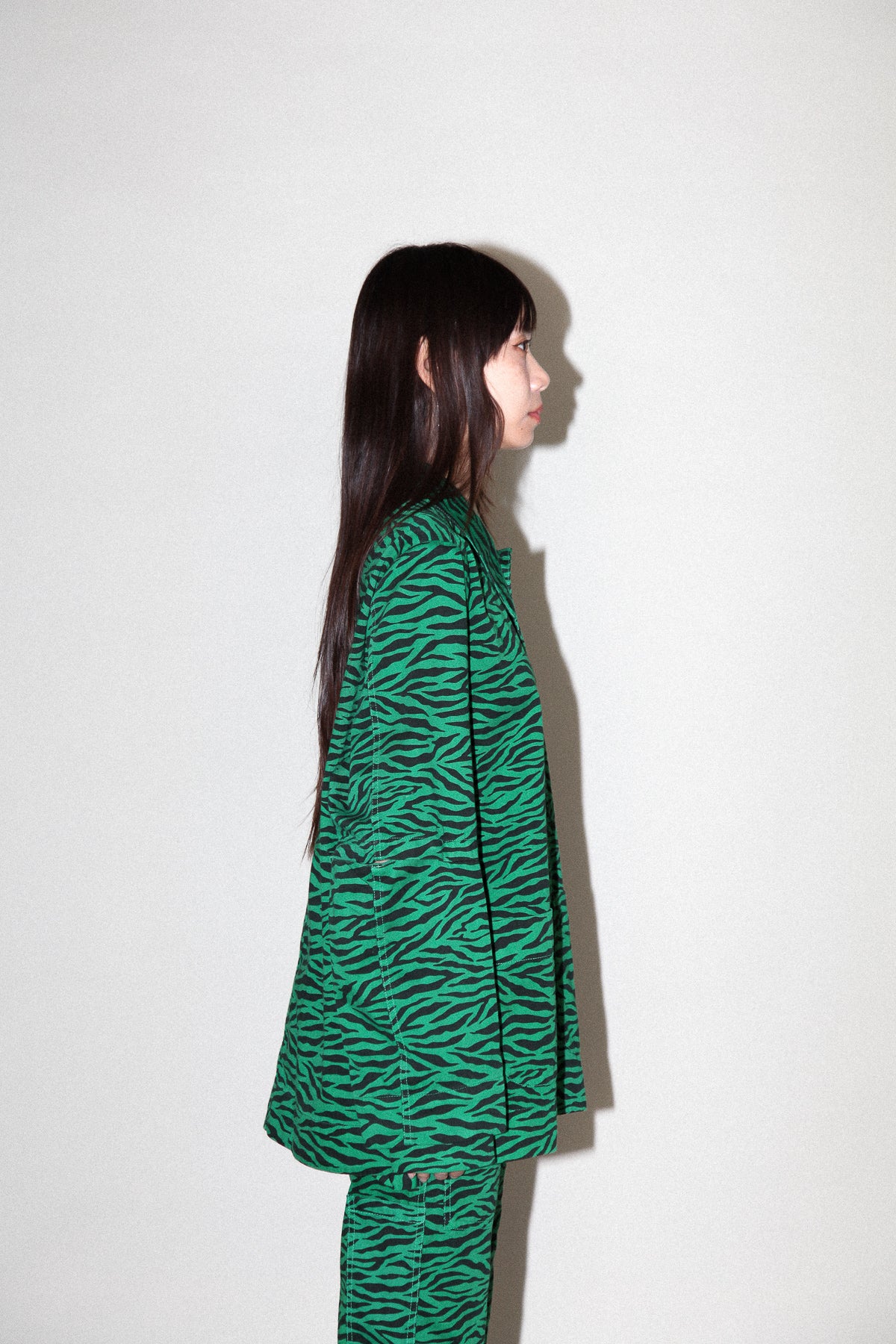 Slit Jacket in Grass Zebra