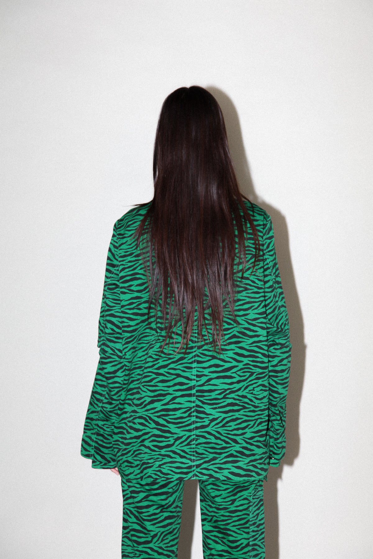 Slit Jacket in Grass Zebra