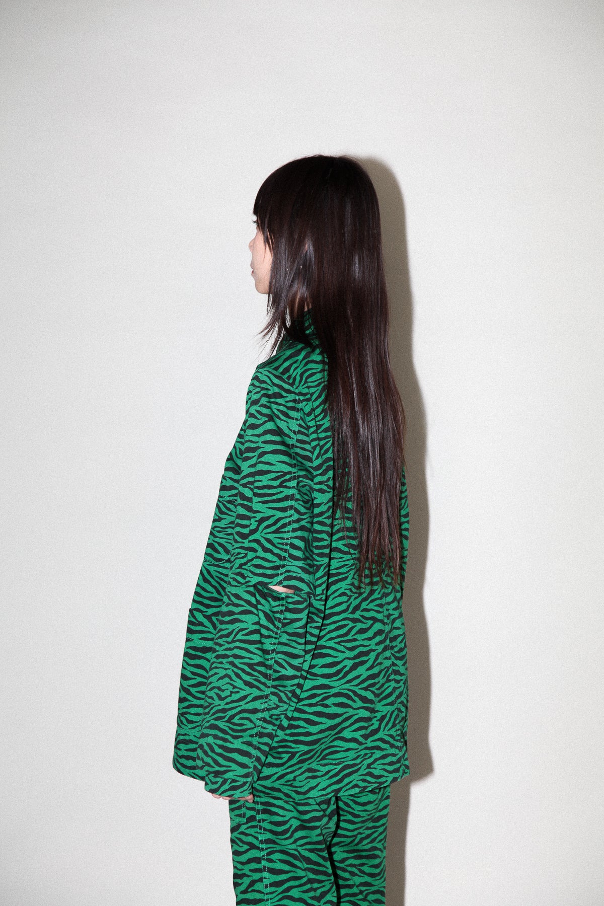 Slit Jacket in Grass Zebra