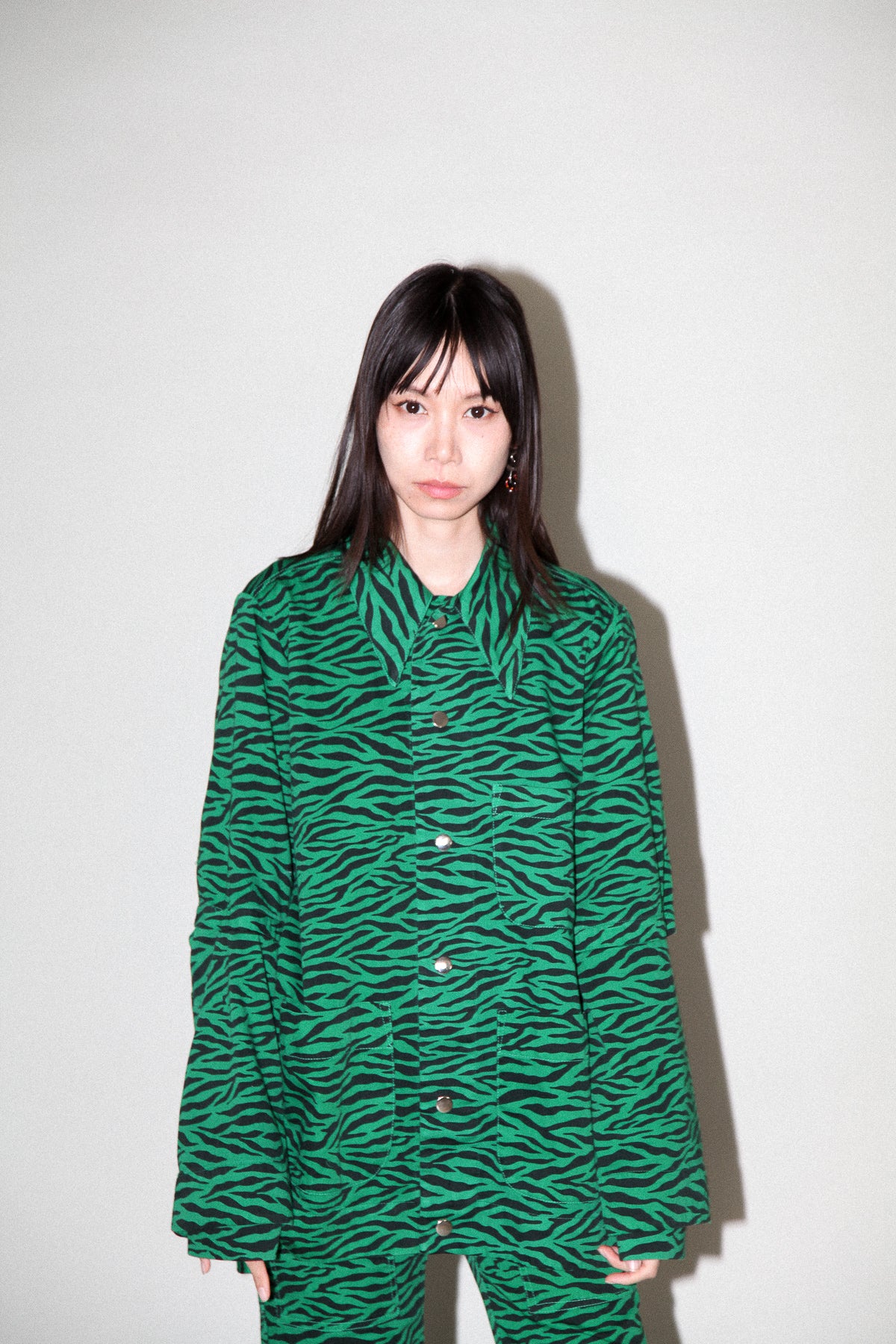 Slit Jacket in Grass Zebra