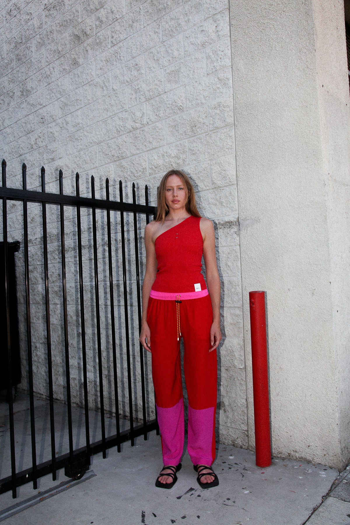 Blocked Ease Pant in Mixed Cherry