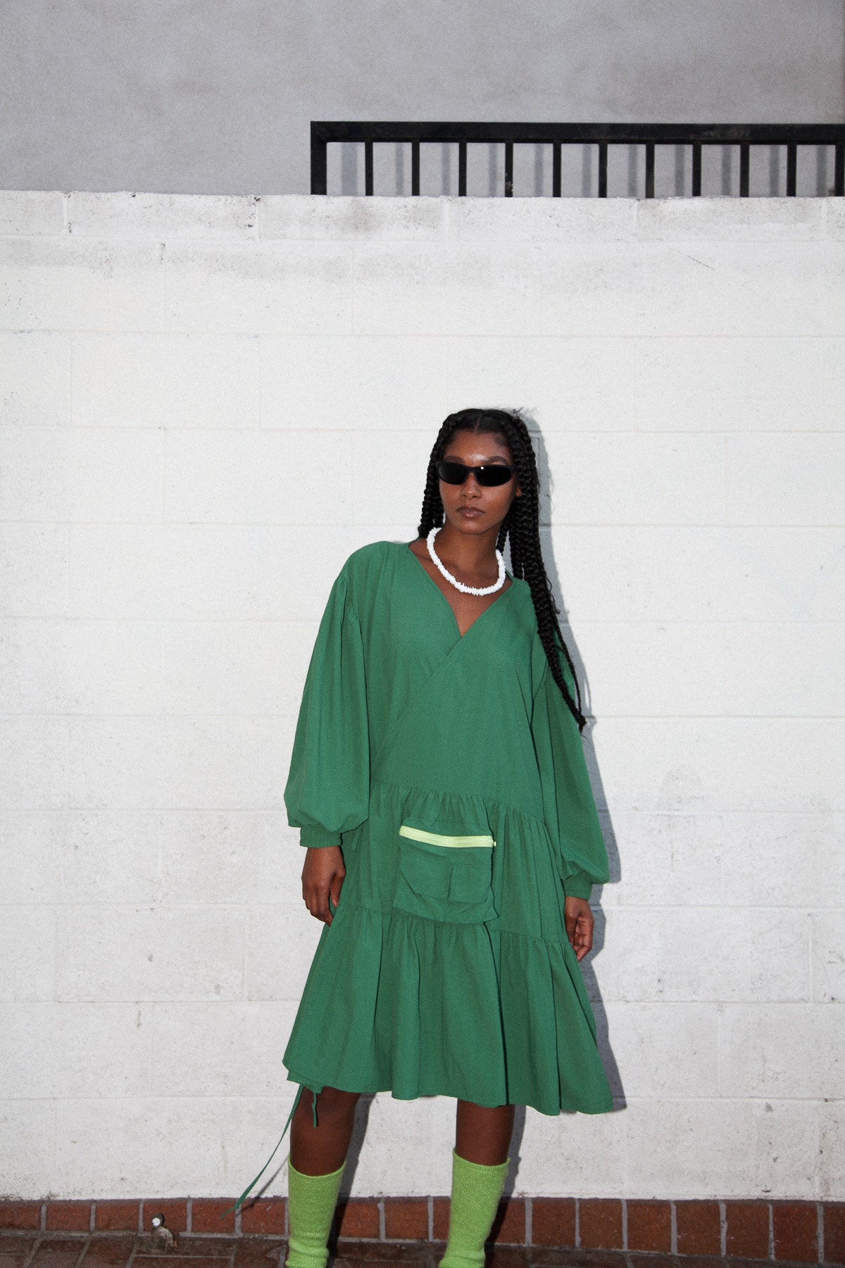 Utility Wrap Dress in Algae