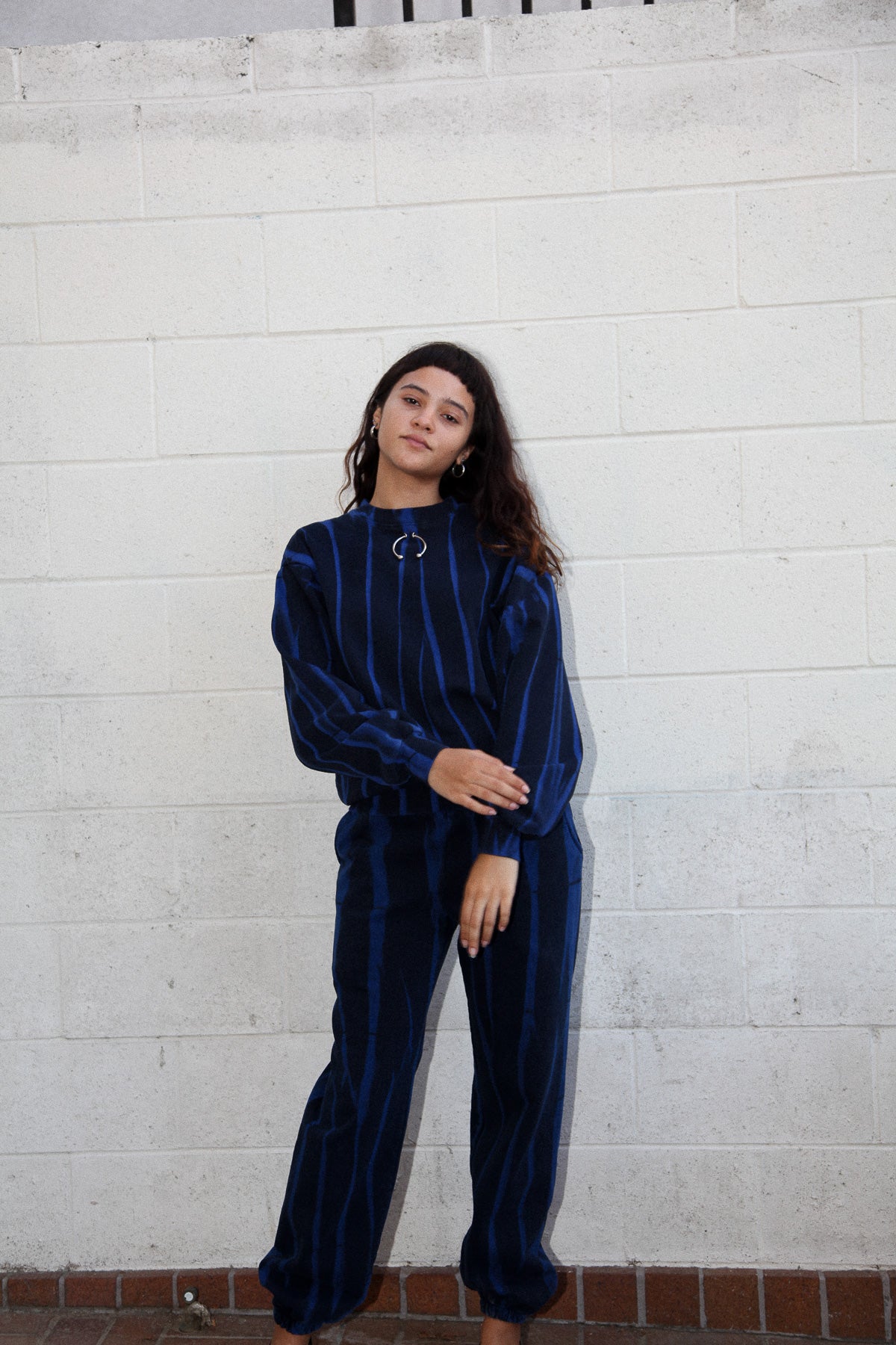 Crescent Crewneck in Cobalt Jupiter Dye