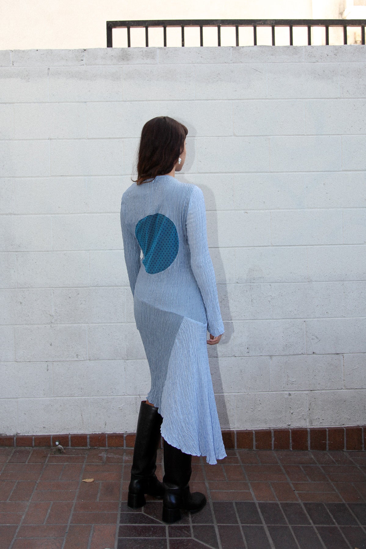 Akoya Ruched Dress in Mixed Blue