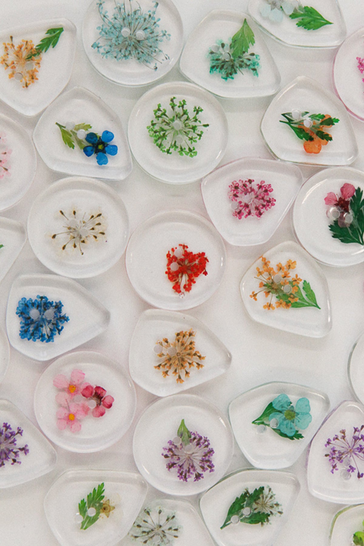 Flower Pressed Lucite Buttons - Mixed