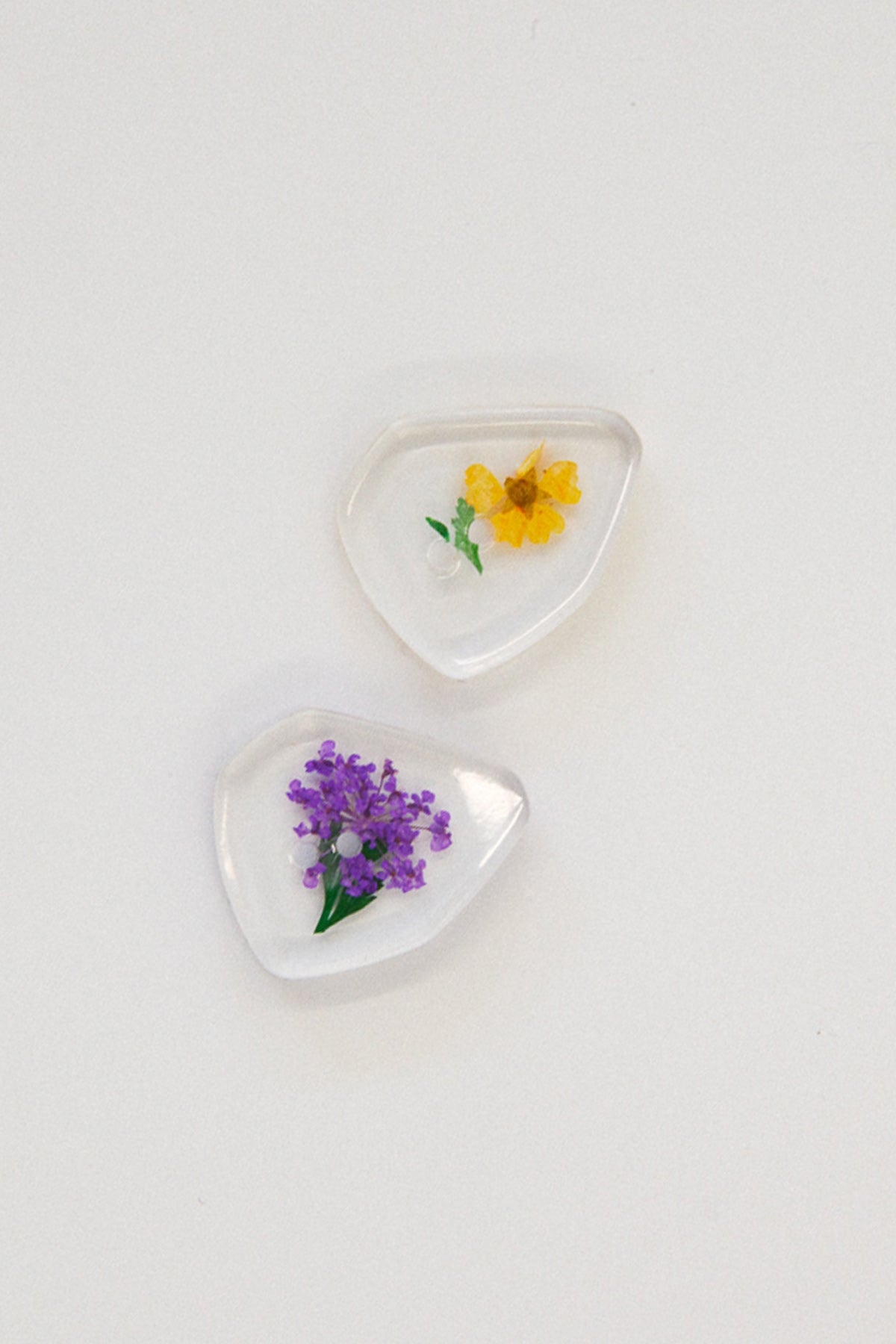 Flower Pressed Lucite Buttons - Asymmetrical