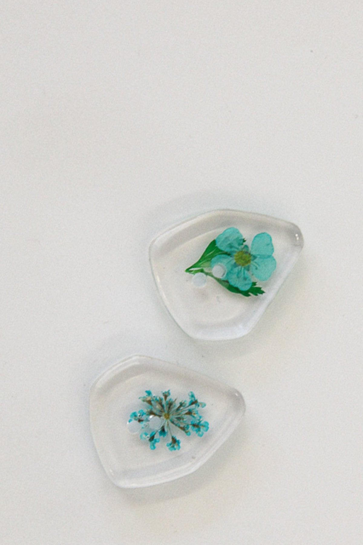 Flower Pressed Lucite Buttons - Asymmetrical