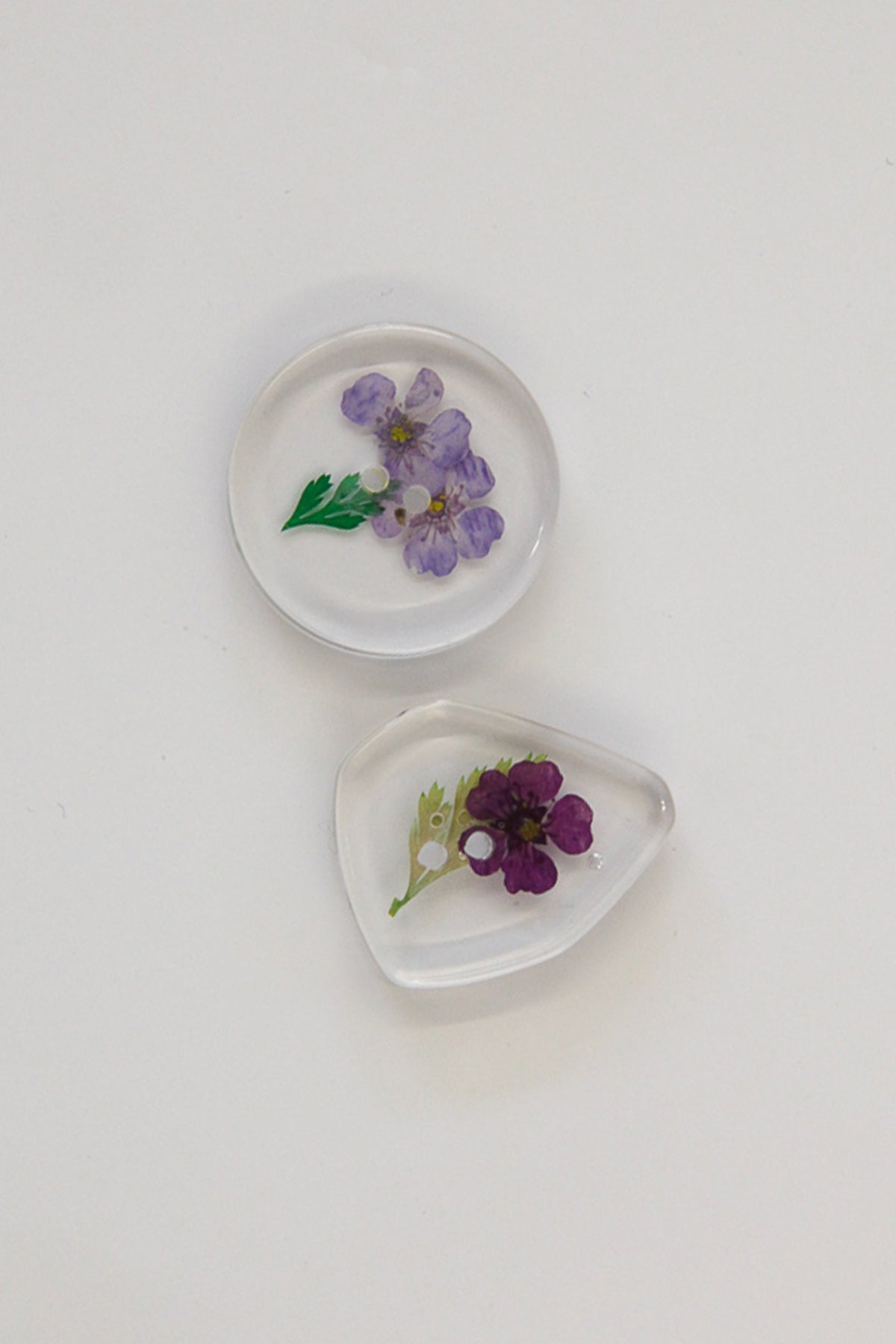 Flower Pressed Lucite Buttons - Mixed